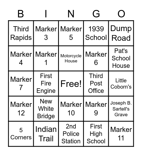 SARTELL HISTORY Bingo Card