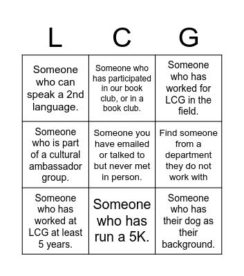 Mingle Bingo Card
