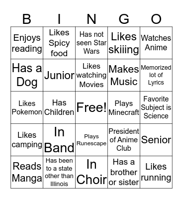 Find Someone Who... Bingo Card