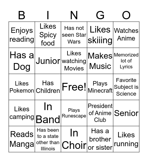 Find Someone Who... Bingo Card