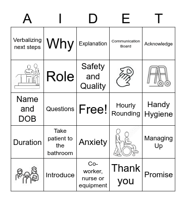 AIDET Bingo Card