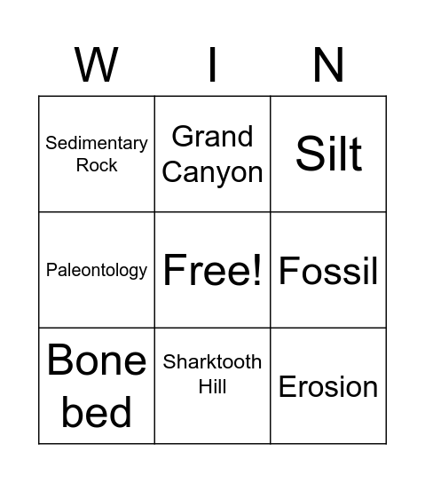 Earth's Landscapes Bingo Card