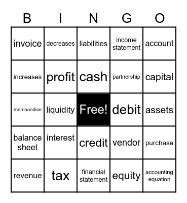 Accounting BINGO Card