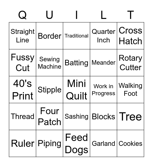 Quilt Bingo Card