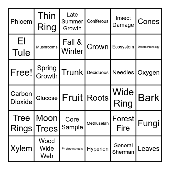 TREEMENDOUS TREES! Bingo Card