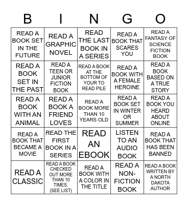 WINTER READING BINGO Card