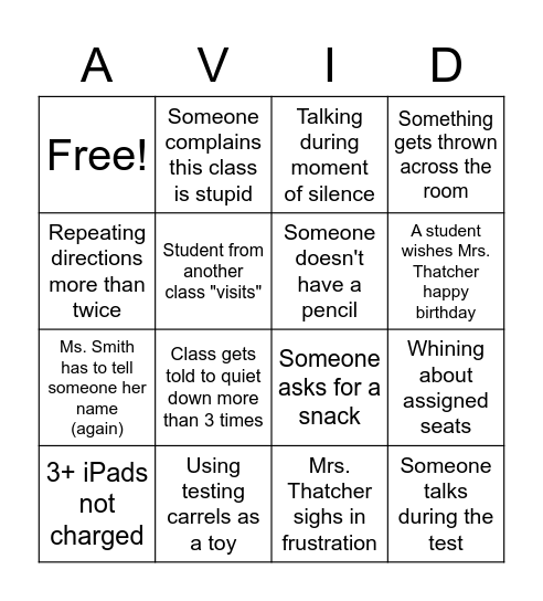 3rd Period EOT BINGO Card