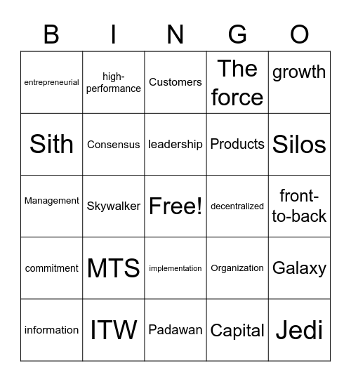 80/20 Day Bingo Card