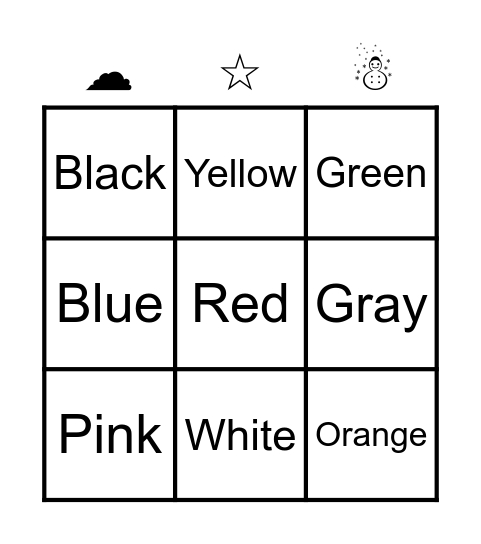 Bingo Colors Bingo Card