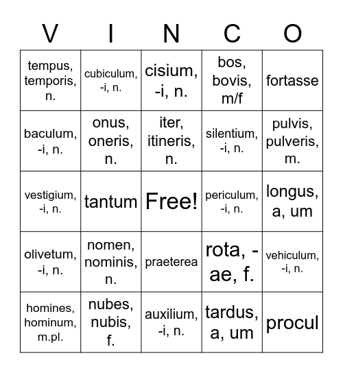 Chapter 15 Bingo Card