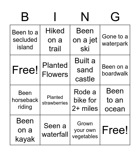 Have you ever.... Bingo Card