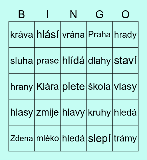 SOUHLÁSKOVÉ SHLUKY Bingo Card