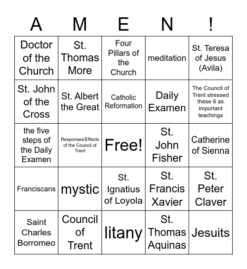 G8 Ch.16 Reforming the Church Bingo Card