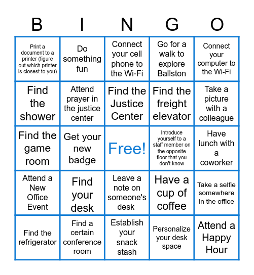 Welcome to the New Office! Bingo Card