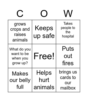 Careers on Wheels Bingo Card