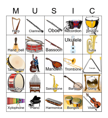 Instruments Bingo Card