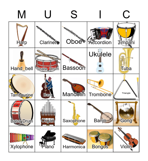 Instruments Bingo Card