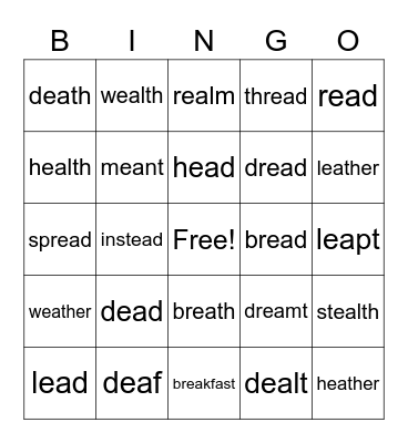 ea bread Bingo Card