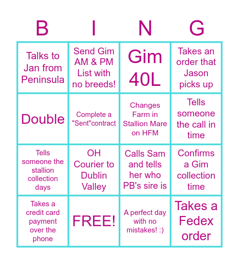 APRIL BREEDING SEASON BINGO! Bingo Card