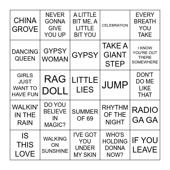 JACK'S FAVS Bingo Card