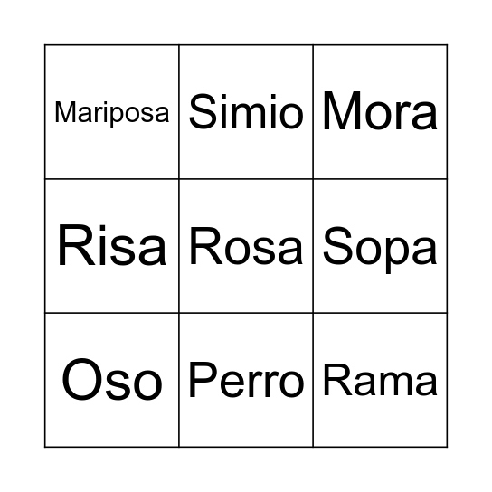 Lotería con letras Bingo Card