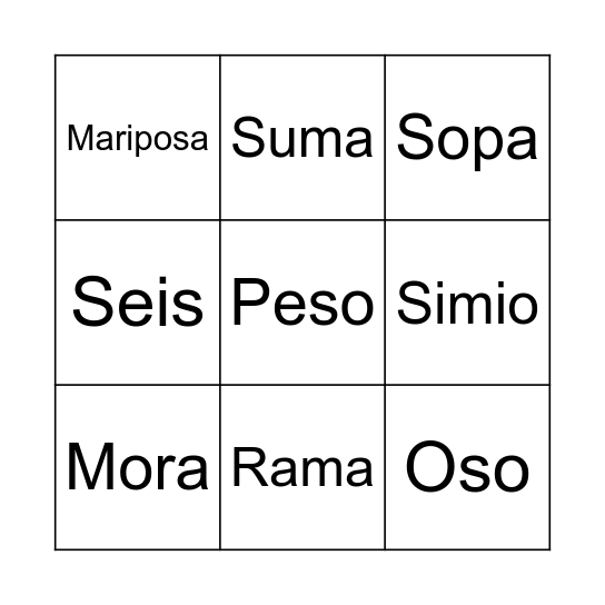 Lotería con letras Bingo Card