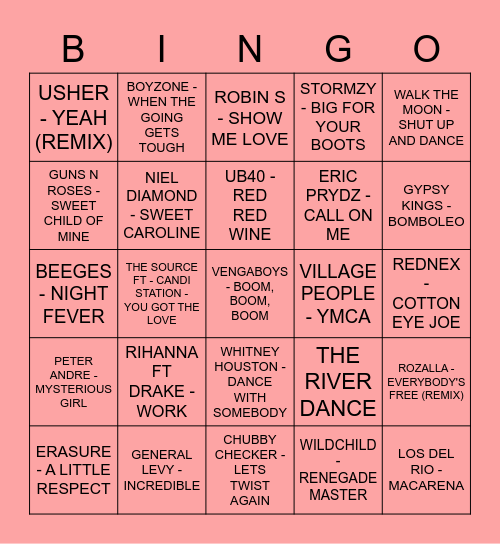 Beatz N Bingo - Main (RED) Bingo Card