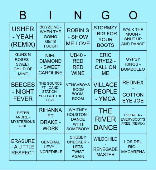 Beatz N Bingo - Main (BLUE) Bingo Card