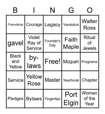 Program Bingo Card