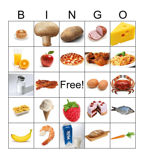 La Nourriture Bingo Card