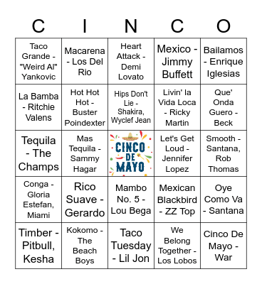 Latino Vibes Bingo Card