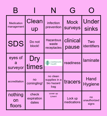 DH Bingo Joint Commission Mission 5/23 Bingo Card