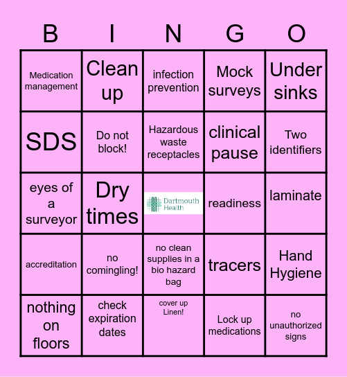 DH Bingo Joint Commission Mission 5/23 Bingo Card