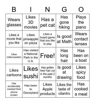 Human Bingo Card