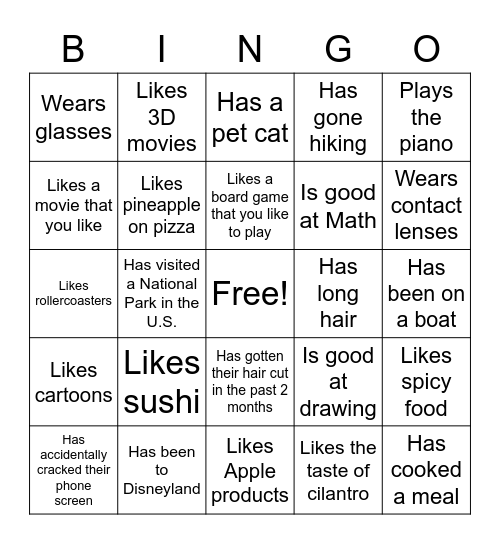 Human Bingo Card