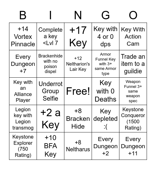 Dotu Raid Bingo Card