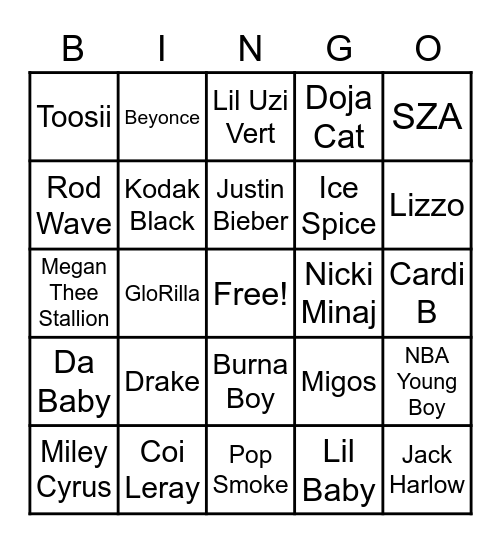 TRAP BINGO Card