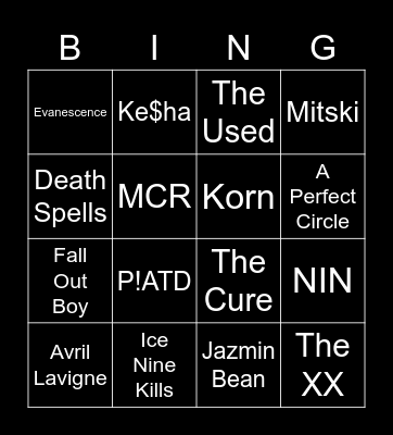 what music do you have in common with @azredazroses ? Bingo Card