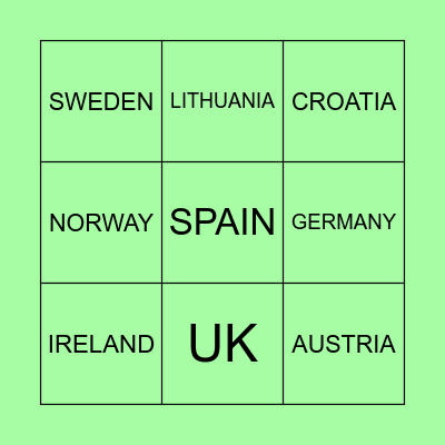Beatz N Bingo - Eurovision (GREEN) Bingo Card