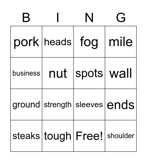 What's the idiom? Bingo Card