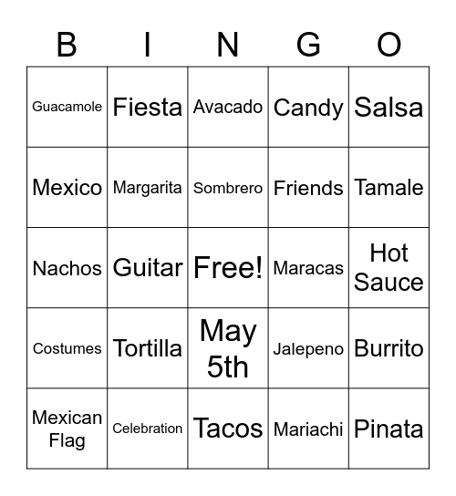 BINGO DE MAYO Bingo Card