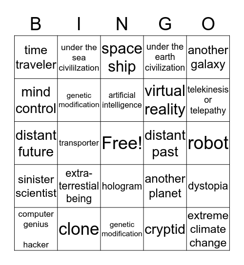 Sci-Fi Library Bingo Card