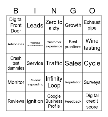 Reputation Bingo Card