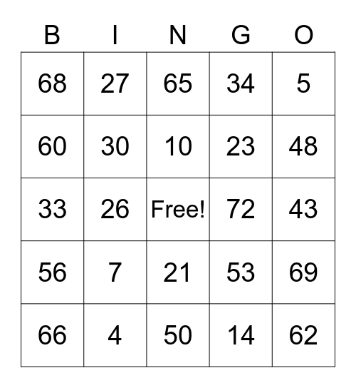 what Bingo Card