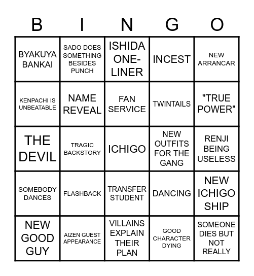 BLEANGO Bingo Card