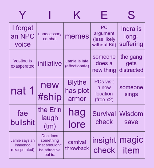 WITCHLIGHT, BAYBEE Bingo Card