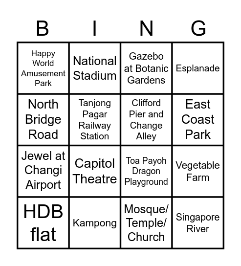 I have been/lived Bingo Card