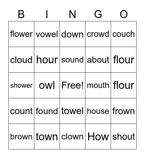 ou/ow bingo Card