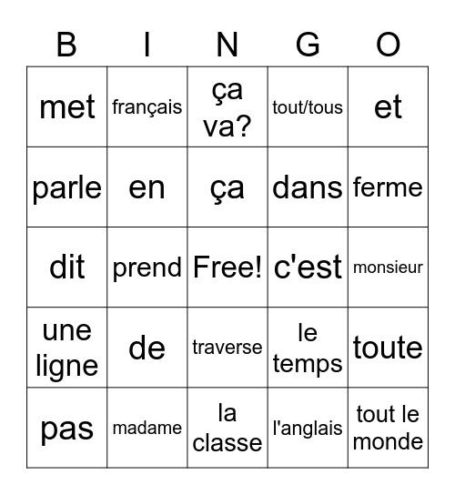 Section A-Le garcon qui joue des tours Bingo Card