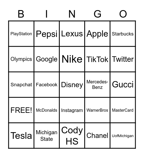 L U N C H -  L O G O - B I N G O Bingo Card